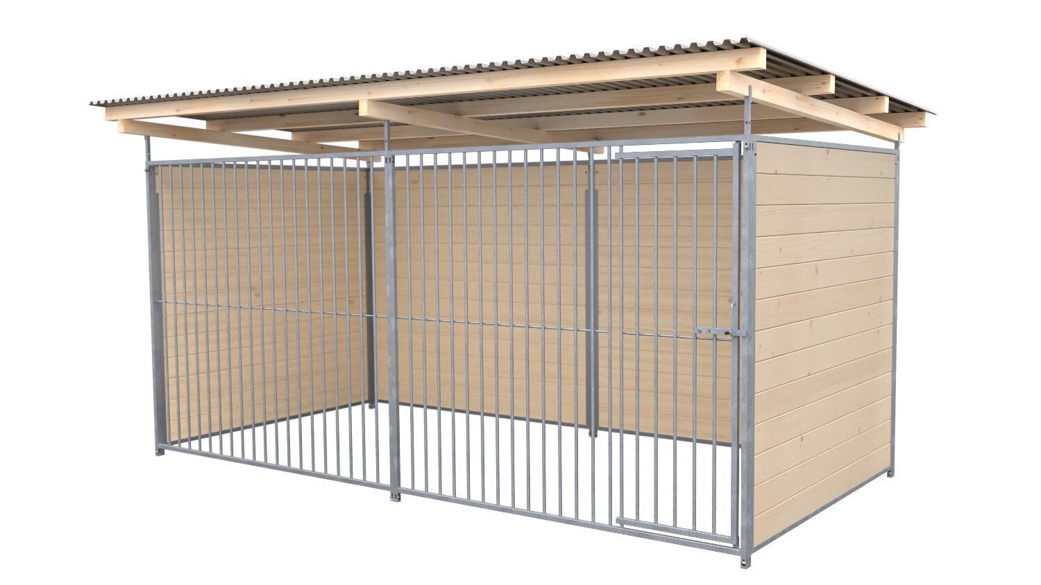 SAUERLAND Hundezwinger 2 x 3 m | 3-seitig geschlossen | naturbelassen | Rohrstab Abstand 8 cm