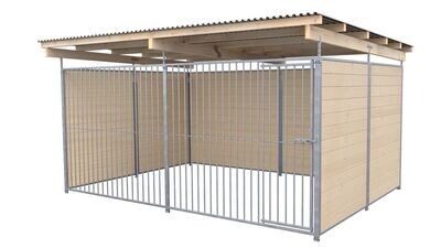 SAUERLAND Hundezwinger 3 x 4 m | 3-seitig geschlossen | naturbelassen | Rohrstab Abstand 8 cm