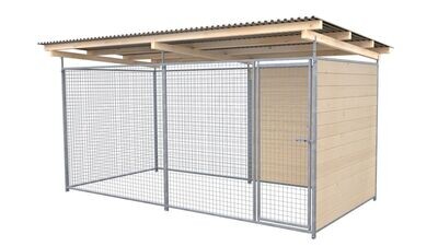 SAUERLAND Hundezwinger 2 x 4 m | 1,5-seitig geschlossen | naturbelassen | Gitter 5x5 cm