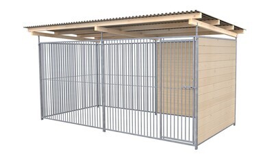 SAUERLAND Hundezwinger 2 x 3 m | 1,5-seitig geschlossen | naturbelassen | Rohrstab Abstand 5 cm