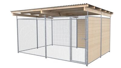 SAUERLAND Hundezwinger 3 x 3 m | 1,5-seitig geschlossen | naturbelassen | Gitter 5x5 cm