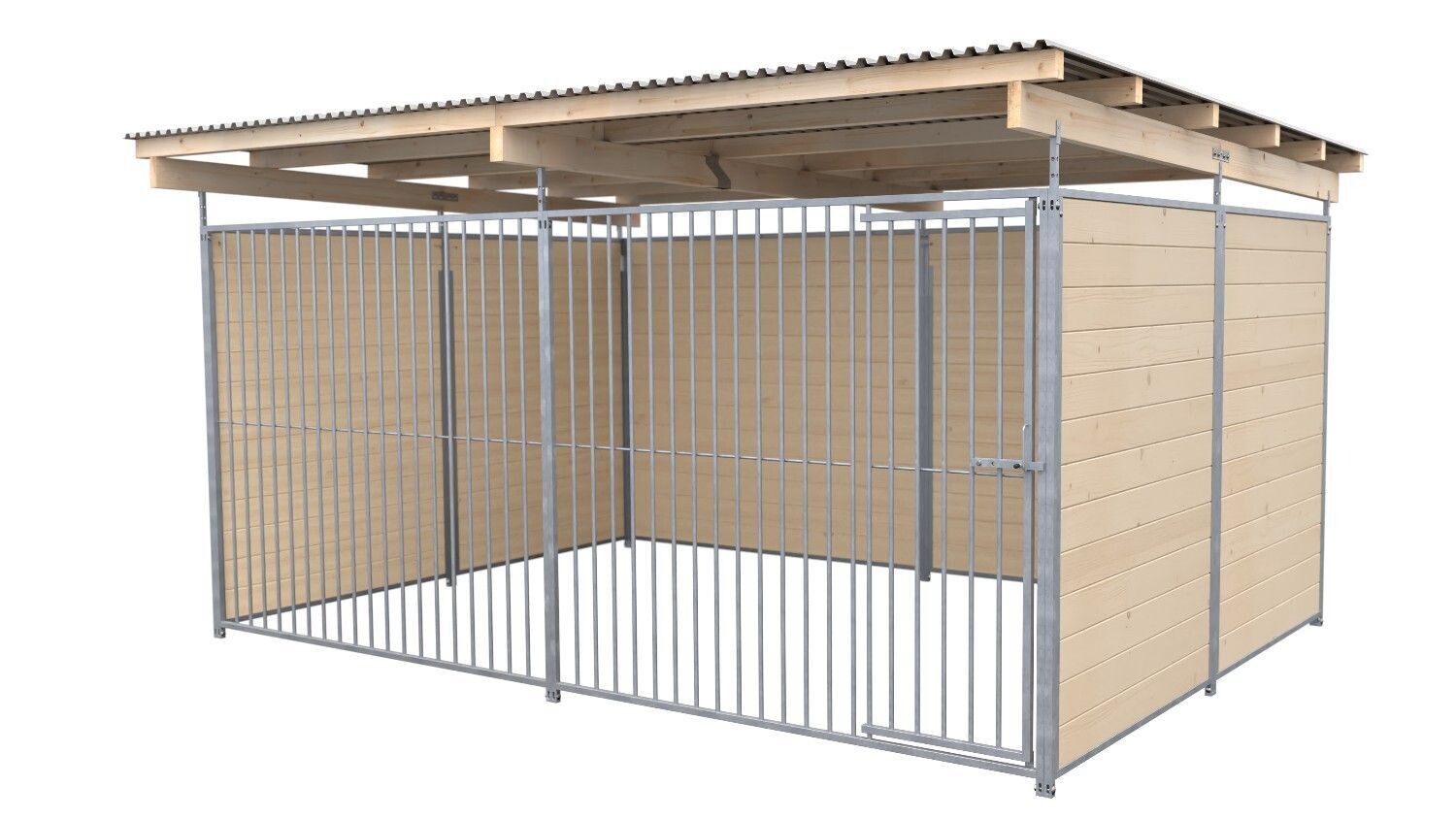 SAUERLAND Hundezwinger 3 x 3 m | 3-seitig geschlossen | naturbelassen | Rohrstab Abstand 8 cm