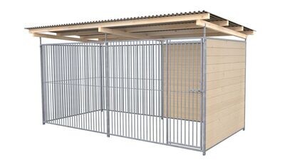 SAUERLAND Hundezwinger 2 x 4 m | 1,5-seitig geschlossen | naturbelassen | Rohrstab Abstand 5 cm