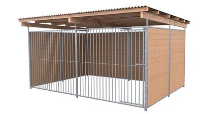 SAUERLAND Hundezwinger 3 x 3 m | 3-seitig geschlossen | braun imprägniert | Rohrstab Abstand 8 cm