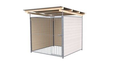 SAUERLAND Hundezwinger 2 x 2 m | 3-seitig geschlossen | weiss lasiert | Rohrstab Abstand 8 cm