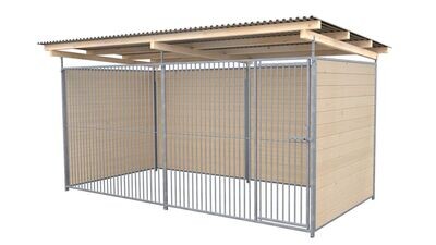 SAUERLAND Hundezwinger 2 x 4 m | 3-seitig geschlossen | naturbelassen | Rohrstab Abstand 5 cm