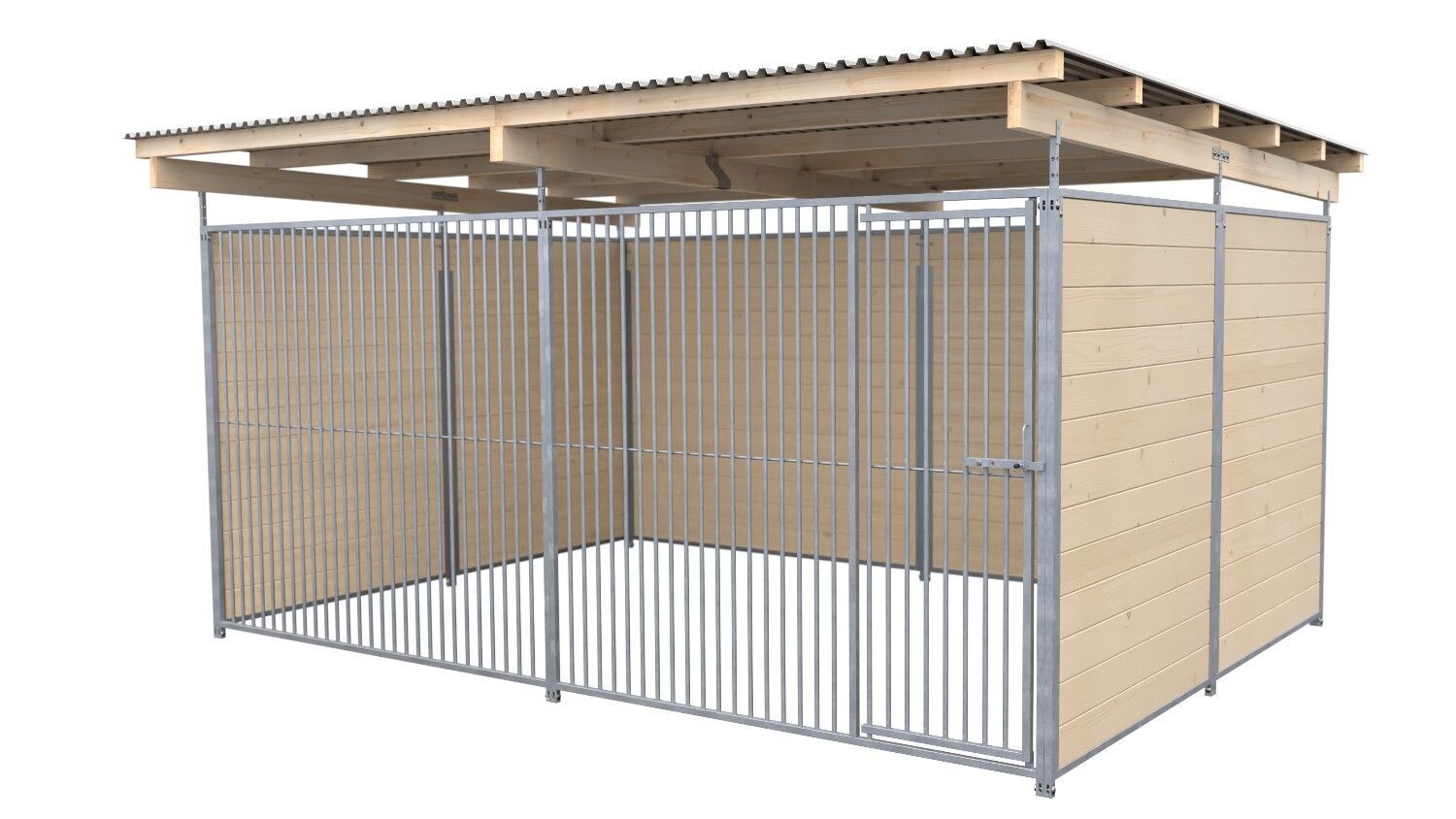 SAUERLAND Hundezwinger 3 x 3 m | 3-seitig geschlossen | naturbelassen | Rohrstab Abstand 5 cm