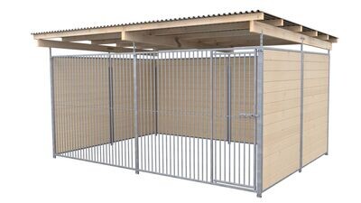 SAUERLAND Hundezwinger 3 x 3 m | 3-seitig geschlossen | naturbelassen | Rohrstab Abstand 5 cm