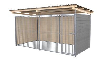 SAUERLAND Hundezwinger 2 x 3 m | 3-seitig geschlossen | platingrau | Rohrstab Abstand 5 cm