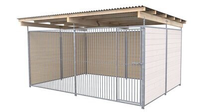 SAUERLAND Hundezwinger 3 x 3 m | 3-seitig geschlossen | weiss lasiert | Rohrstab Abstand 5 cm
