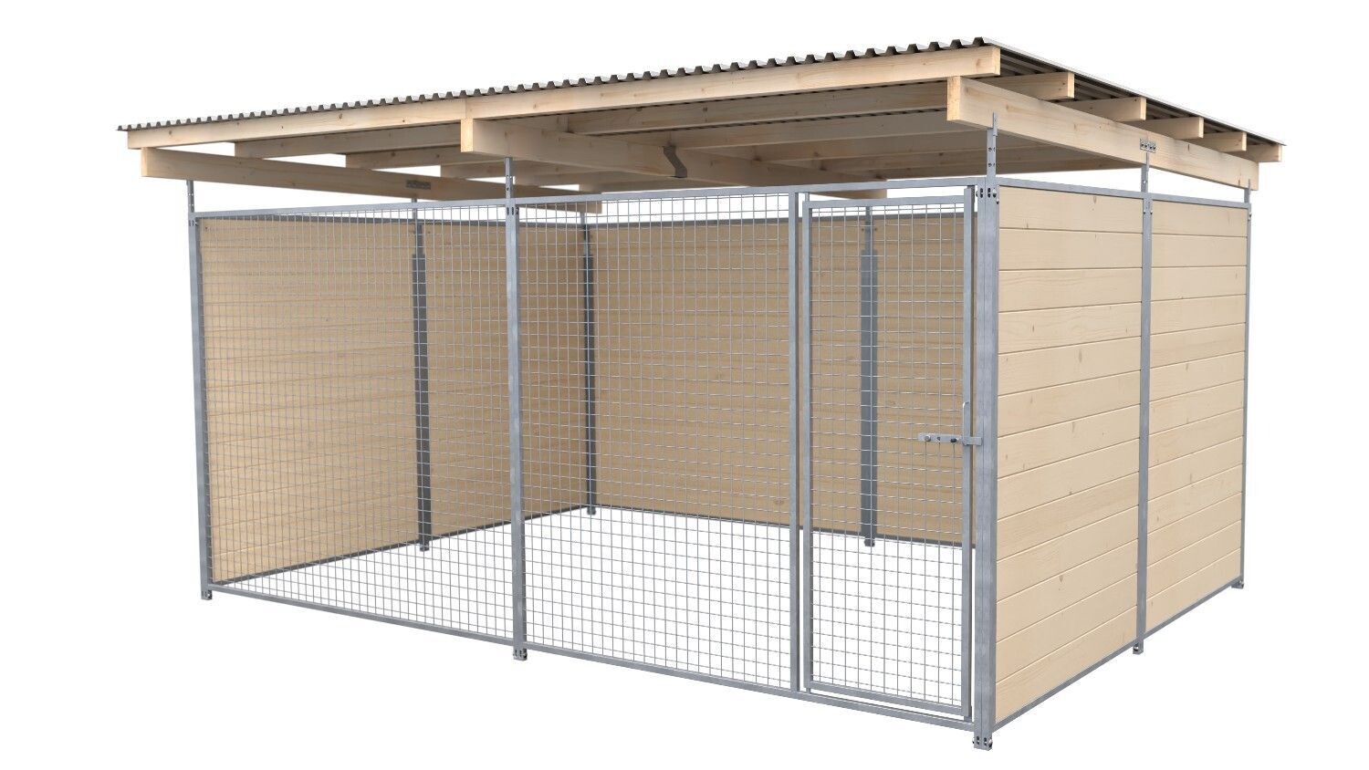 SAUERLAND Hundezwinger 3 x 3 m | 3-seitig geschlossen | naturbelassen | Gitter 5x5 cm