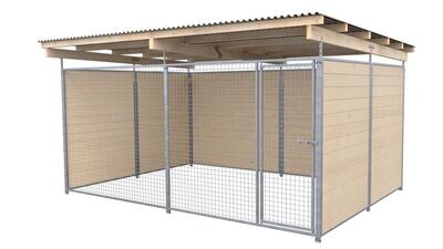 SAUERLAND Hundezwinger 3 x 3 m | 3-seitig geschlossen | naturbelassen | Gitter 5x5 cm