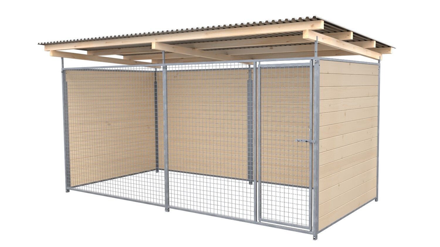 SAUERLAND Hundezwinger 2 x 4 m | 3-seitig geschlossen | naturbelassen | Gitter 5x5 cm