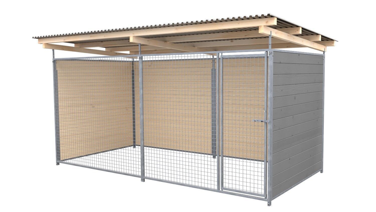 SAUERLAND Hundezwinger 2 x 3 m | 3-seitig geschlossen | platingrau | Gitter 5x5 cm