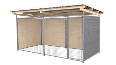SAUERLAND Hundezwinger 2 x 4 m | 3-seitig geschlossen | platingrau | Gitter 5x5 cm