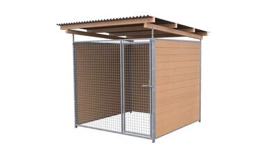 SAUERLAND Hundezwinger 2 x 2 m | 3-seitig geschlossen | braun imprägniert | Gitter 5x5 cm