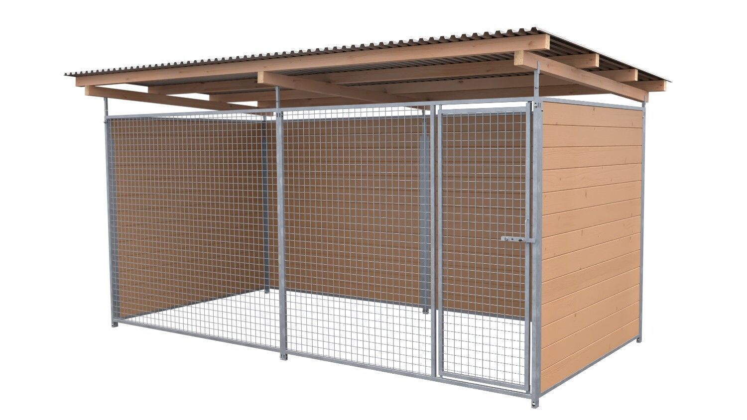SAUERLAND Hundezwinger 2 x 3 m | 3-seitig geschlossen | braun imprägniert | Gitter 5x5 cm