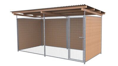 SAUERLAND Hundezwinger 2 x 4 m | 3-seitig geschlossen | braun imprägniert | Gitter 5x5 cm