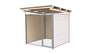 SAUERLAND Hundezwinger 2 x 2 m | 3-seitig geschlossen | weiss lasiert | Gitter 5x5 cm