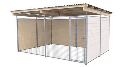 SAUERLAND Hundezwinger 3 x 3 m | 3-seitig geschlossen | weiss lasiert | Gitter 5x5 cm