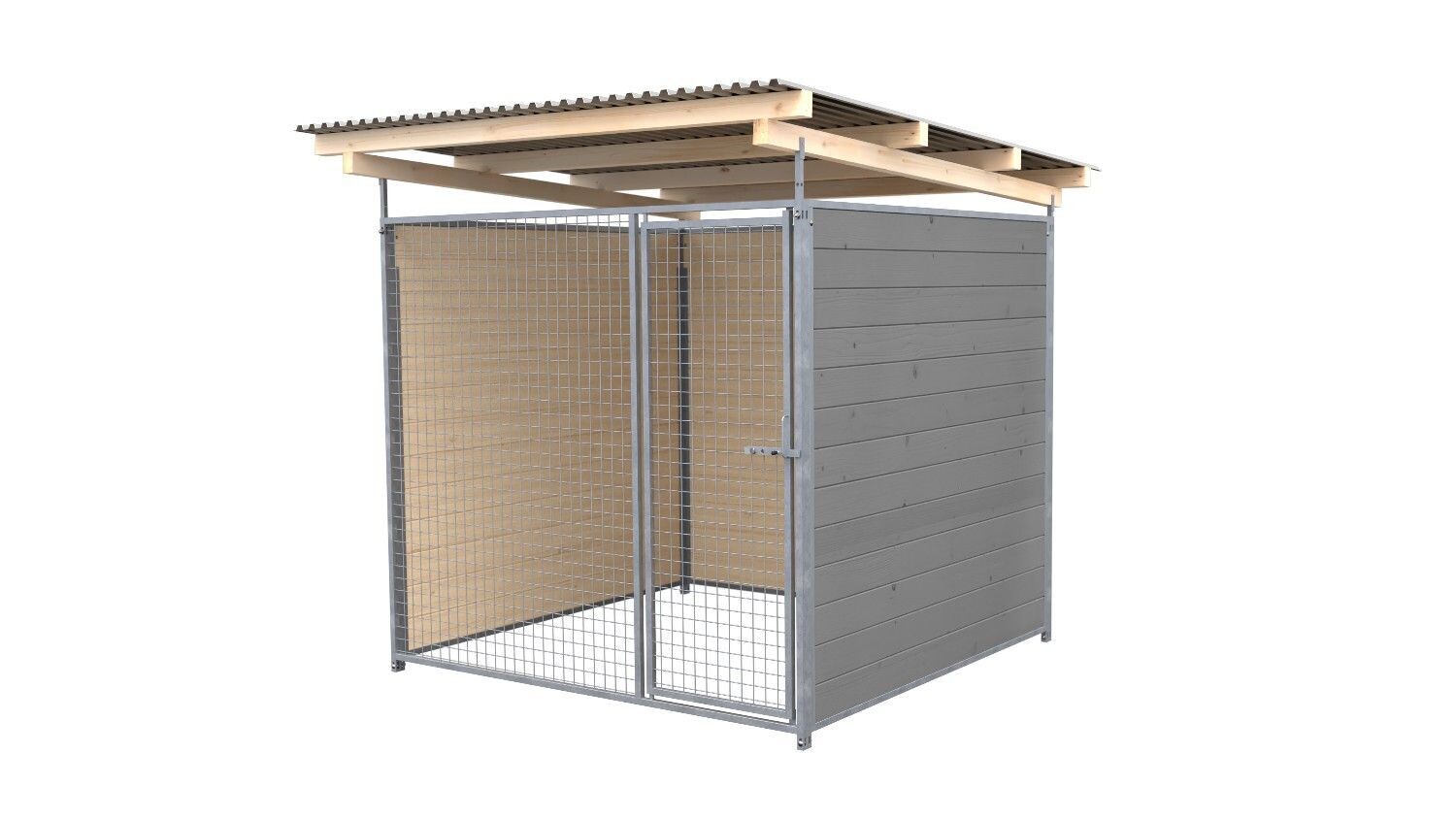 SAUERLAND Hundezwinger 2 x 2 m | 3-seitig geschlossen | platingrau | Gitter 5x5 cm
