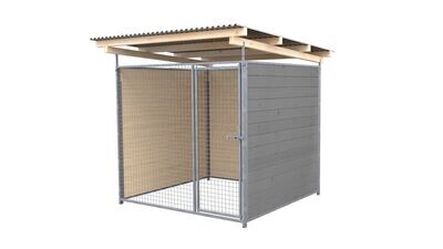 SAUERLAND Hundezwinger 2 x 2 m | 3-seitig geschlossen | platingrau | Gitter 5x5 cm