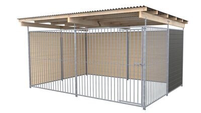 SAUERLAND Hundezwinger 3 x 3 m | 2,5-seitig geschlossen | graphitgrau | Rohrstab Abstand 8 cm