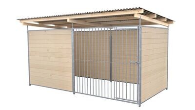 SAUERLAND Hundezwinger 2 x 4 m | 3,5-seitig geschlossen | naturbelassen | Rohrstab Abstand 8 cm