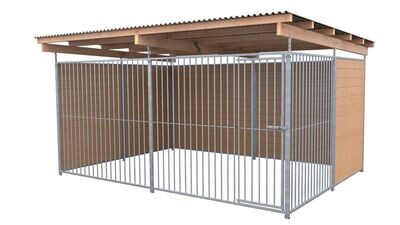 SAUERLAND Hundezwinger 3 x 3 m | 2,5-seitig geschlossen | braun imprägniert | Rohrstab Abstand 8 cm