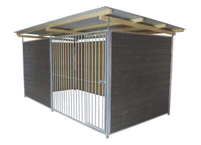 SAUERLAND Hundezwinger 2 x 3 m | 3,5-seitig geschlossen | graphitgrau | Rohrstab Abstand 8 cm