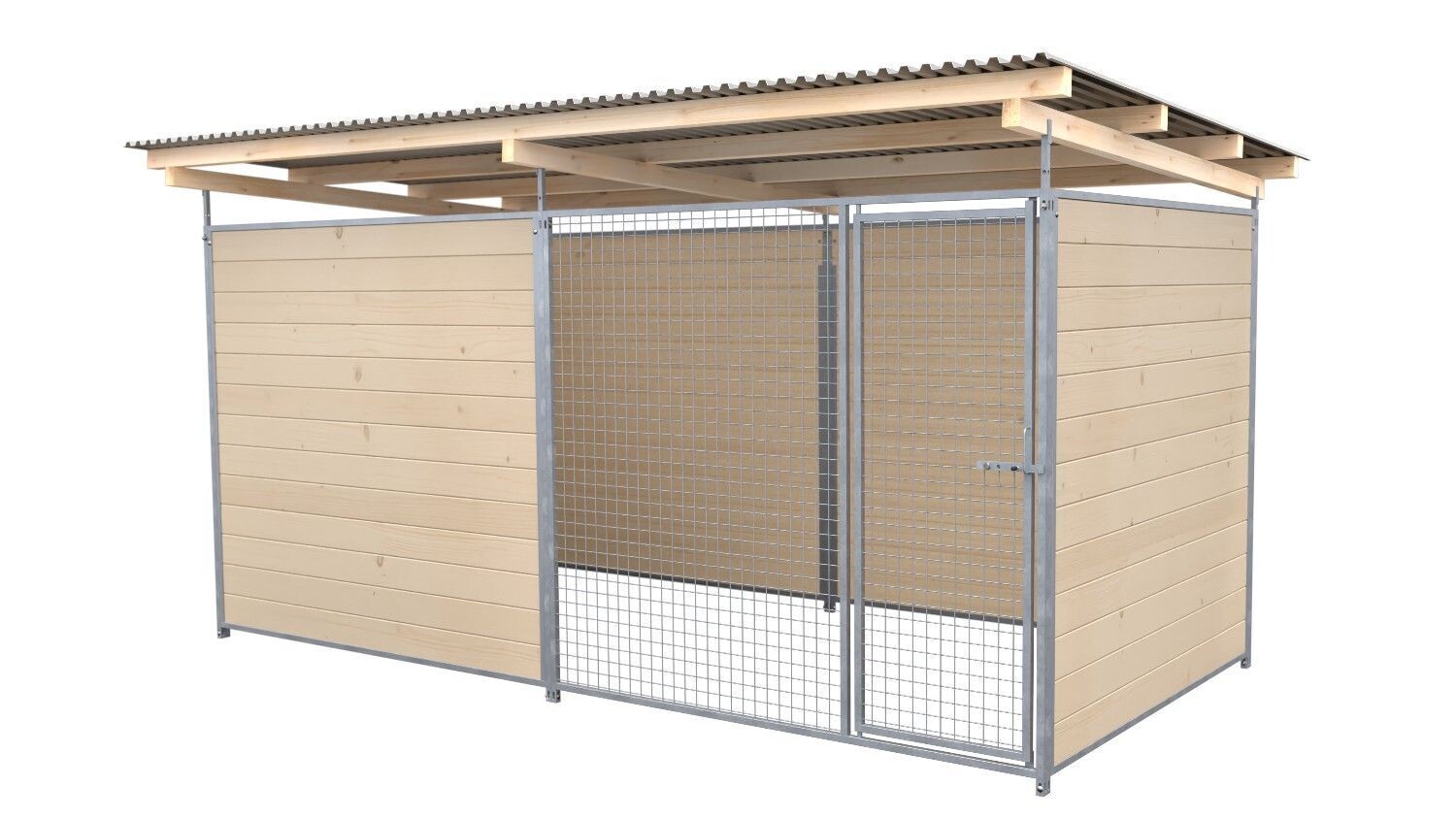 SAUERLAND Hundezwinger 2 x 4 m | 3,5-seitig geschlossen | naturbelassen | Gitter 5x5 cm