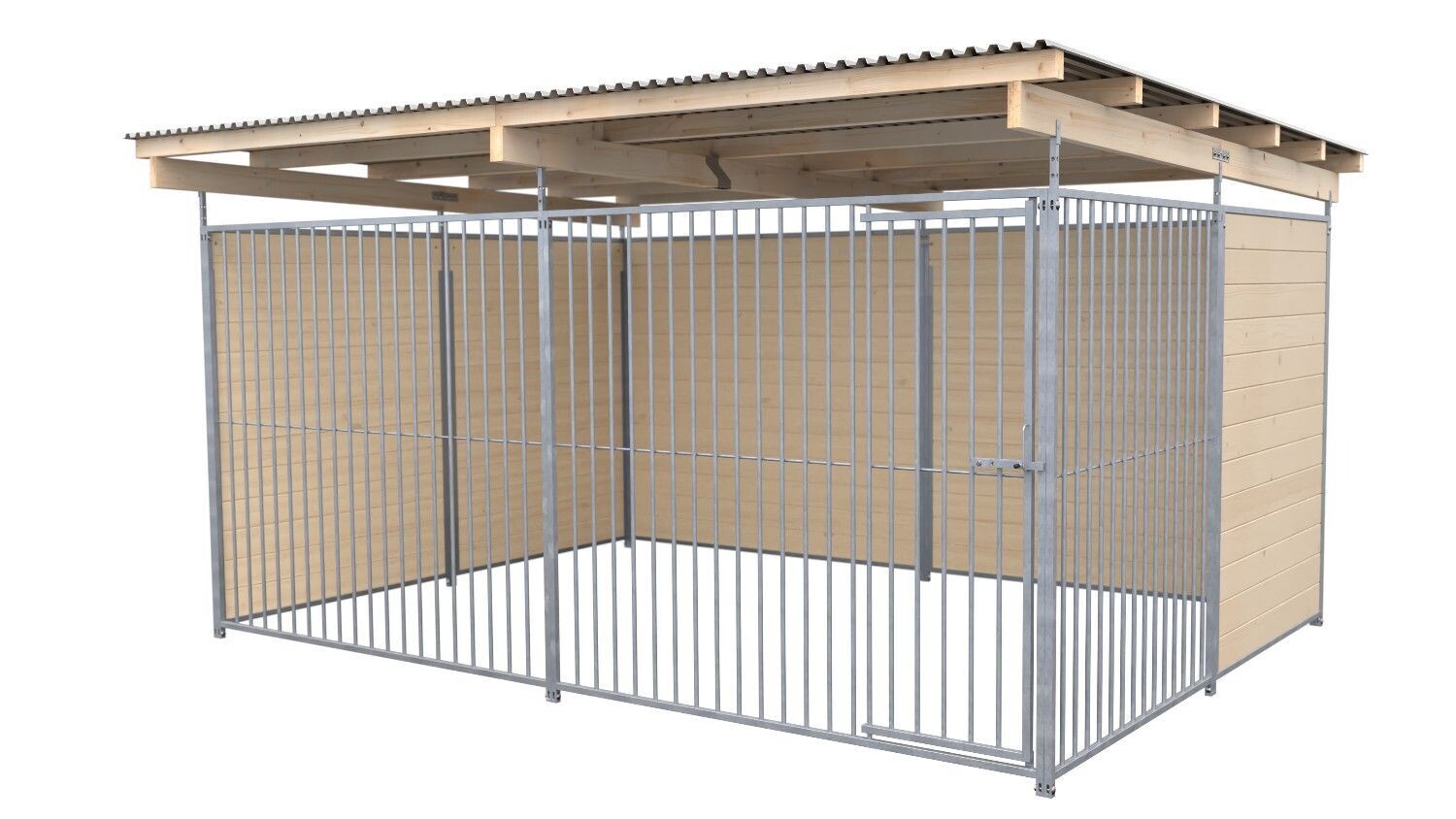 SAUERLAND Hundezwinger 3 x 4 m | 2,5-seitig geschlossen | naturbelassen | Rohrstab Abstand 8 cm