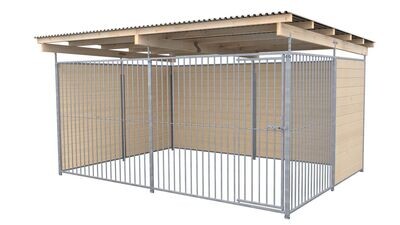 SAUERLAND Hundezwinger 3 x 4 m | 2,5-seitig geschlossen | naturbelassen | Rohrstab Abstand 8 cm