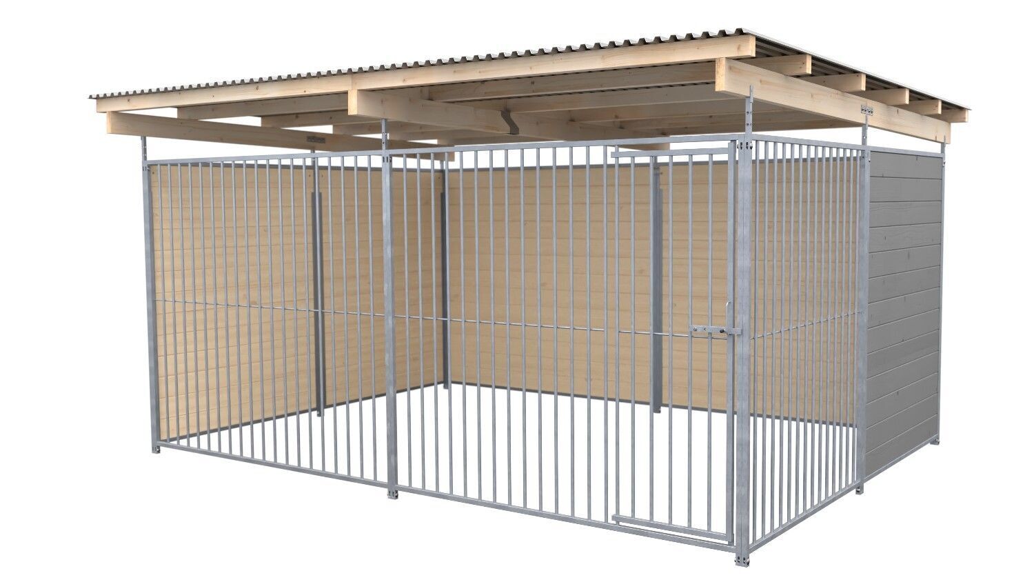SAUERLAND Hundezwinger 3 x 3 m | 2,5-seitig geschlossen | platingrau | Rohrstab Abstand 8 cm