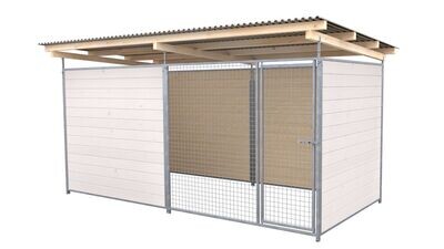 SAUERLAND Hundezwinger 2 x 3 m | 3,5-seitig geschlossen | weiss lasiert | Gitter 5x5 cm
