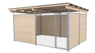 SAUERLAND Hundezwinger 3 x 3 m | 3,5-seitig geschlossen | naturbelassen | Gitter 5x5 cm