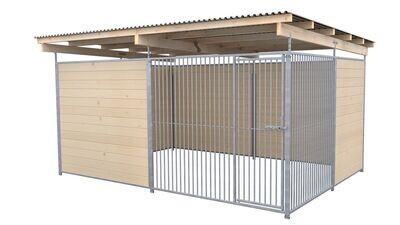 SAUERLAND Hundezwinger 3 x 3 m | offene Ecke | naturbelassen | Rohrstab Abstand 5 cm