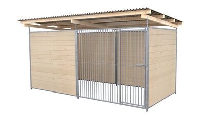SAUERLAND Hundezwinger 2 x 3 m | 3,5-seitig geschlossen | naturbelassen | Rohrstab Abstand 5 cm
