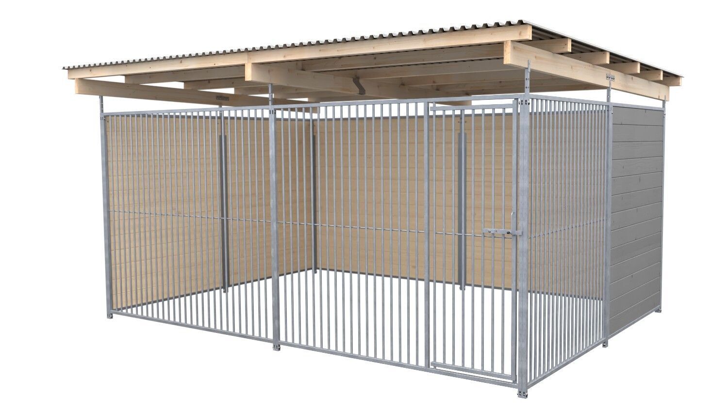 SAUERLAND Hundezwinger 3 x 3 m | 2,5-seitig geschlossen | platingrau | Rohrstab Abstand 5 cm