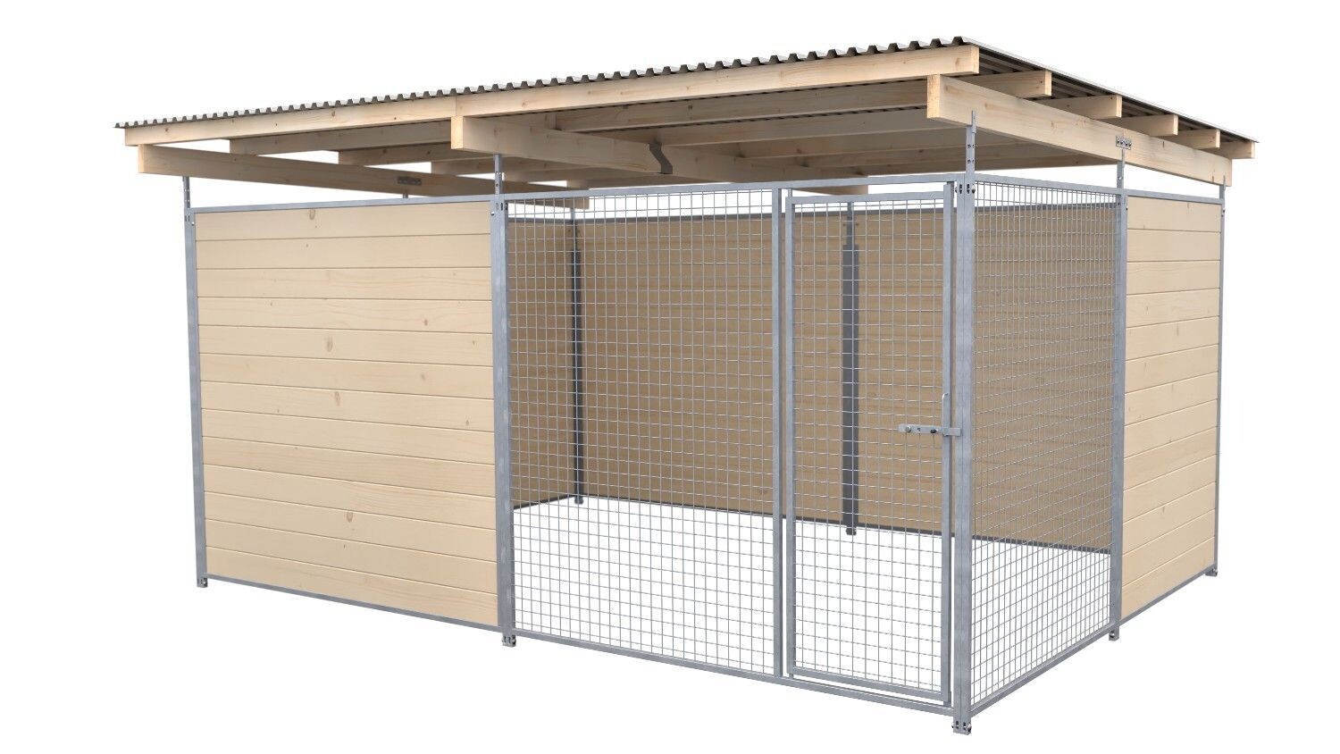 SAUERLAND Hundezwinger 3 x 3 m | offene Ecke | naturbelassen | Gitter 5x5 cm