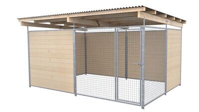 SAUERLAND Hundezwinger 3 x 3 m | offene Ecke | naturbelassen | Gitter 5x5 cm