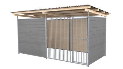 SAUERLAND Hundezwinger 2 x 3 m | 3,5-seitig geschlossen | platingrau | Rohrstab Abstand 5 cm