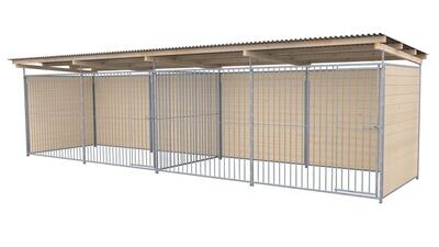 SAUERLAND Hundezwinger 2 x 6 m Doppelzwinger | 3-seitig geschlossen | naturbelassen | Rohrstab Abstand 8 cm