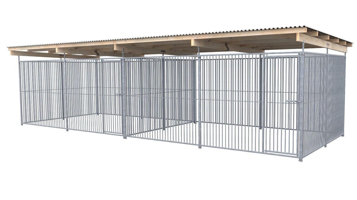 SAUERLAND Hundezwinger 3 x 8 m Doppelzwinger | rundum offen | Metall | Rohrstab Abstand 5 cm