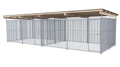 SAUERLAND Hundezwinger 3 x 8 m Doppelzwinger | rundum offen | Metall | Rohrstab Abstand 5 cm