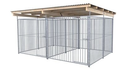 SAUERLAND Hundezwinger 3 x 4 m Doppelzwinger | rundum offen | Metall | Rohrstab Abstand 8cm