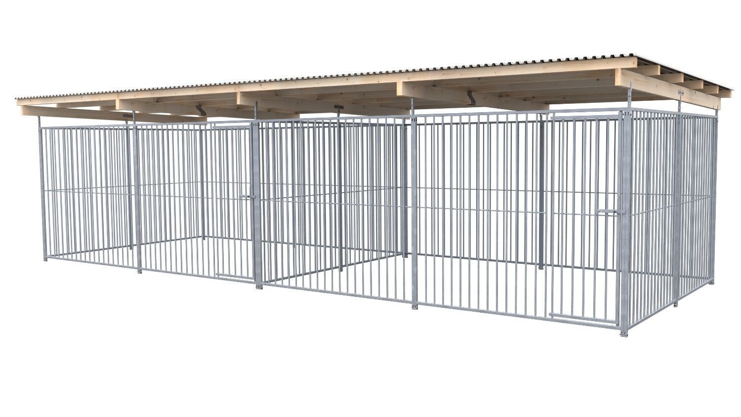 SAUERLAND Hundezwinger 3 x 8 m Doppelzwinger | rundum offen | Metall | Rohrstab Abstand 8cm