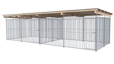 SAUERLAND Hundezwinger 3 x 8 m Doppelzwinger | rundum offen | Metall | Rohrstab Abstand 8cm