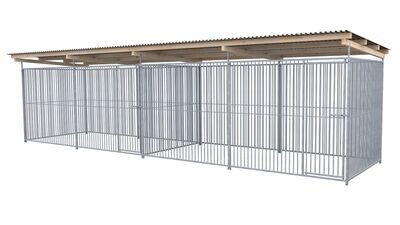 SAUERLAND Hundezwinger 2 x 6 m Doppelzwinger | rundum offen | Metall | Rohrstab Abstand 5 cm