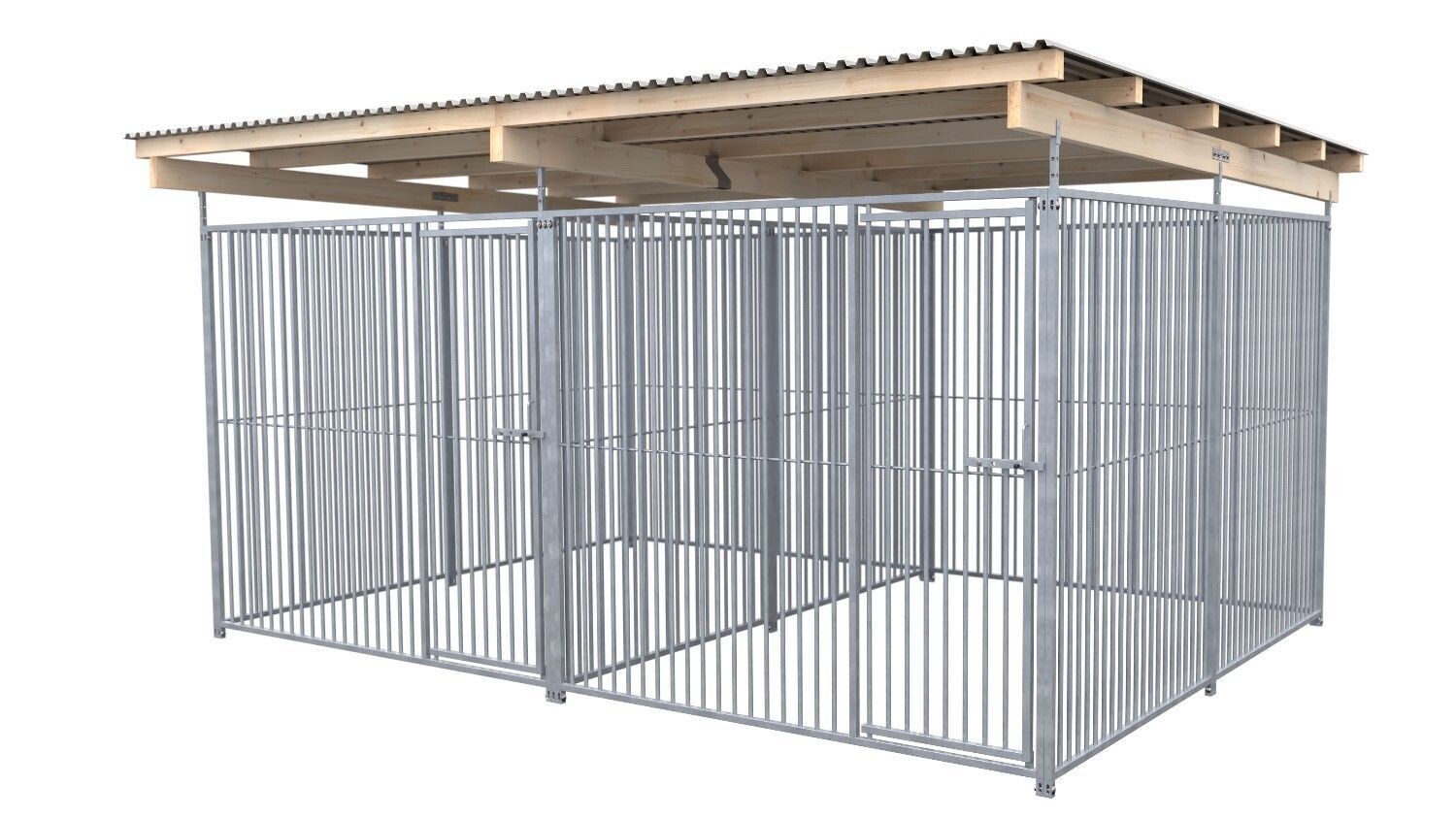 SAUERLAND Hundezwinger 3 x 4 m Doppelzwinger | rundum offen | Metall | Rohrstab Abstand 5 cm